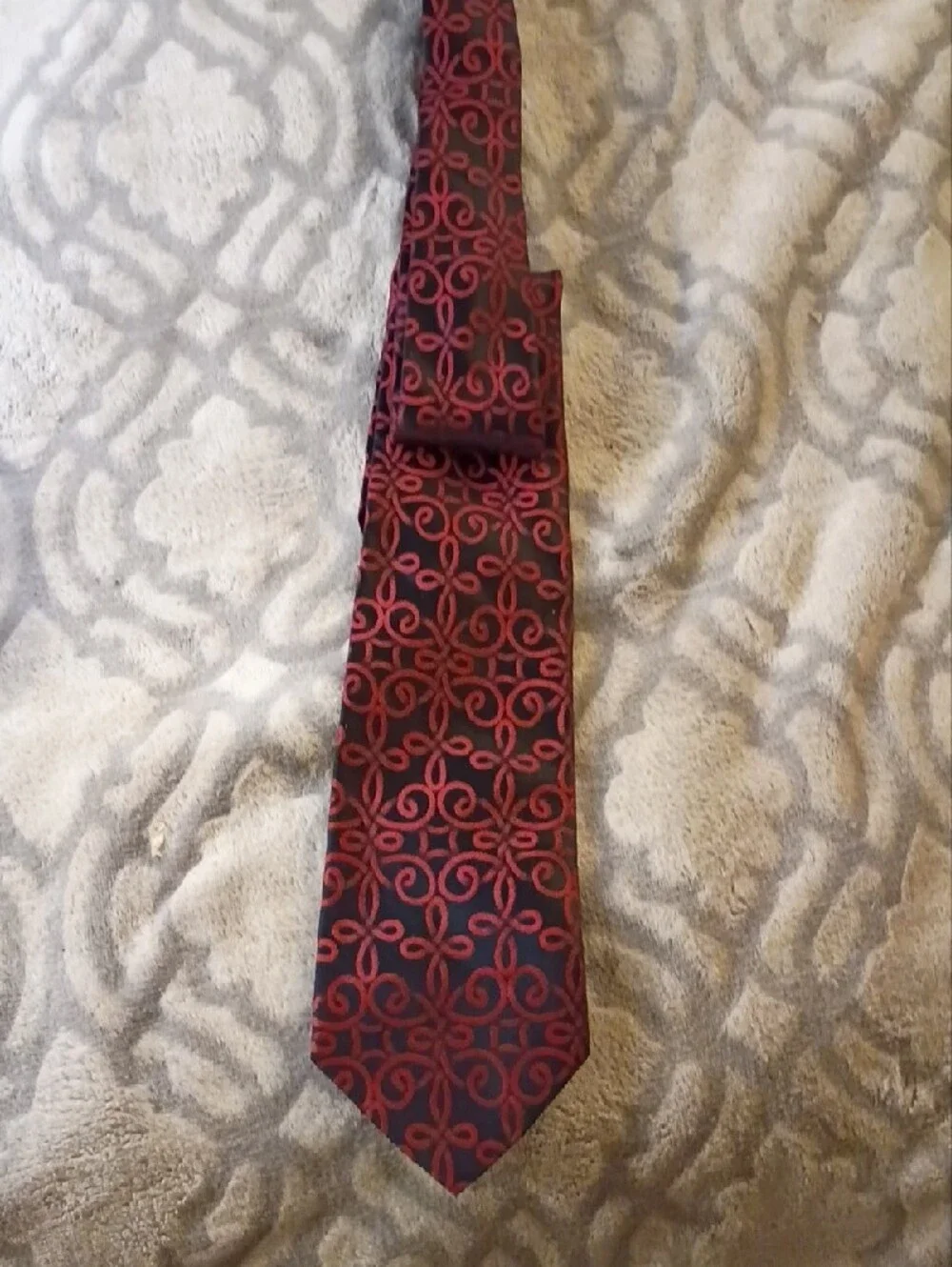 Murano Red & Maroon Geometric Motif Silk Tie Get Four For The Price Of One